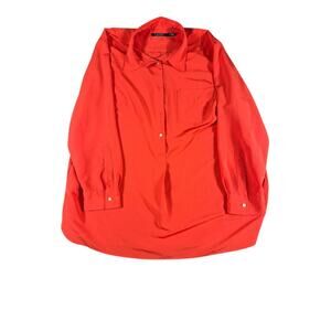 Lauren Ralph Lauren Red Oversized Button Up Tunic Shirt Size 2X